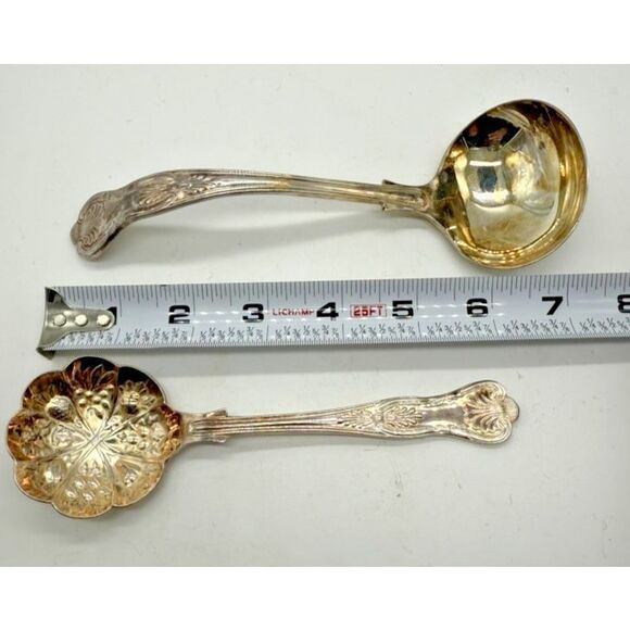 Vintage EPNS Silver Plate Ladles Ornate Sheffield England Floral Repousse Set - Picture 5 of 5